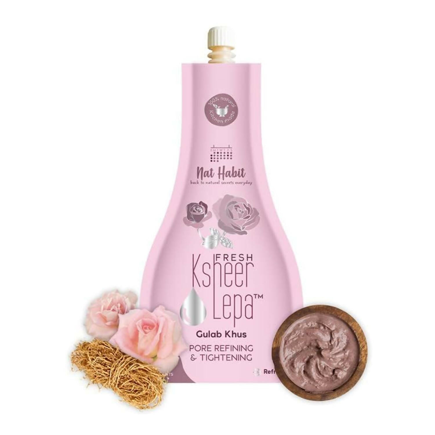 Nat Habit Fresh Gulab Khus Ksheer Lepa Face Mask For Pore Refining, Tightening 