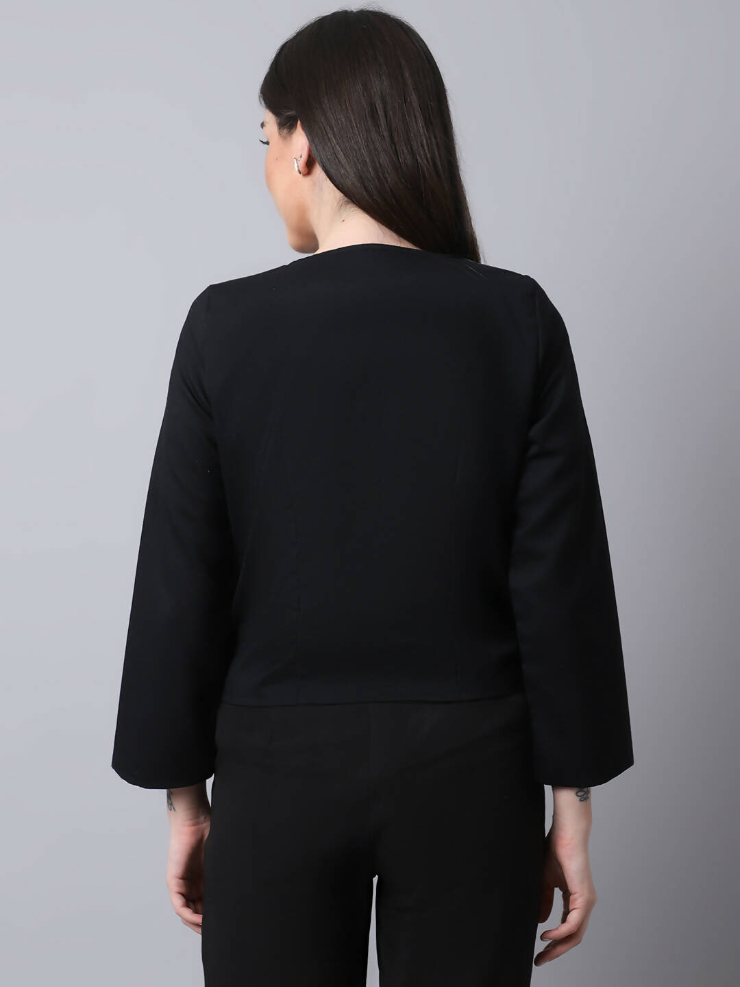 Even Apparels Black Polywool Open Front Statement Women's Jacket 