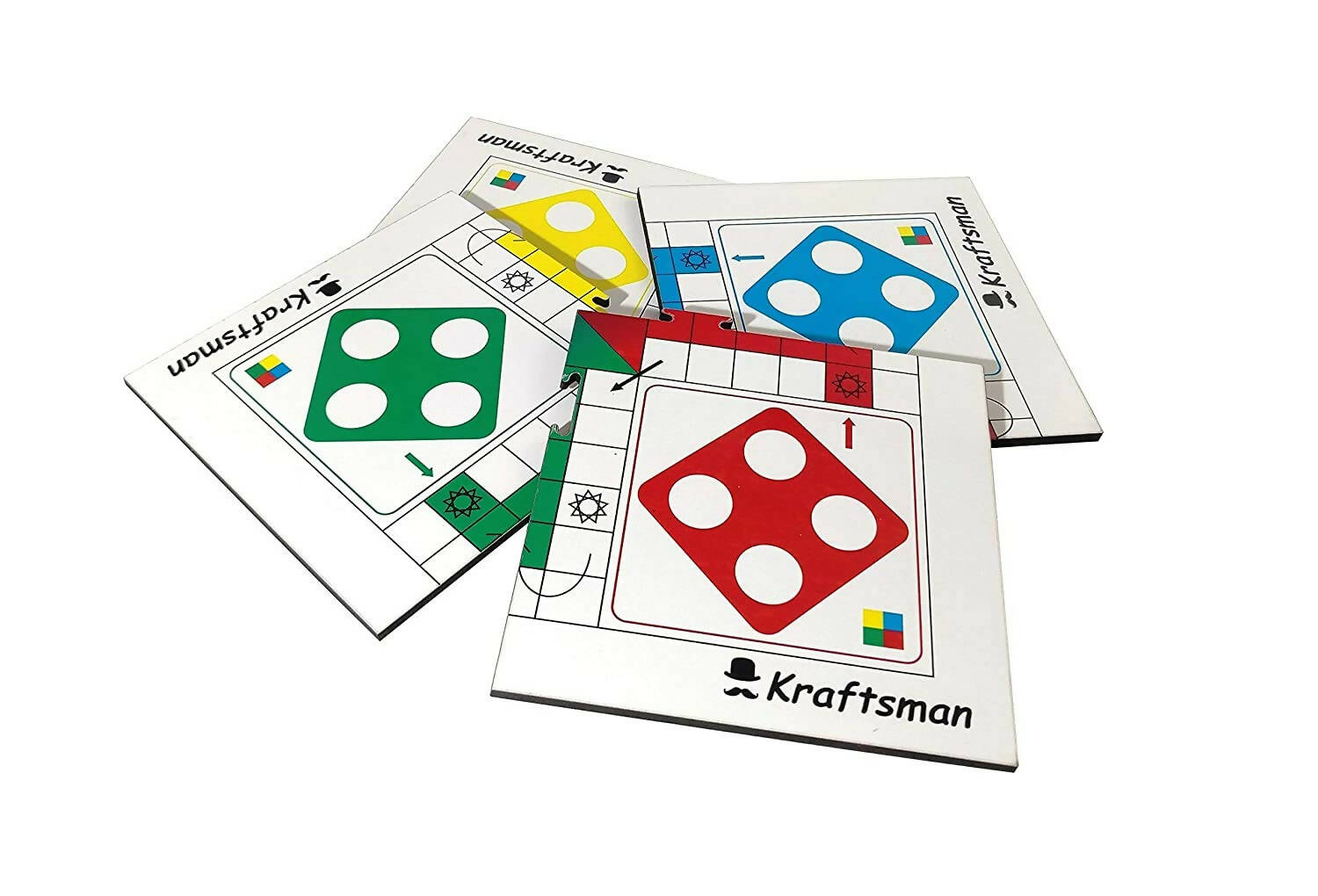 Kraftsman Wooden Portable Ludo Board Game for Kids and Adults (11×11 Inches) | Travel Pouch Included for Pawns and Dice - Grab2buy