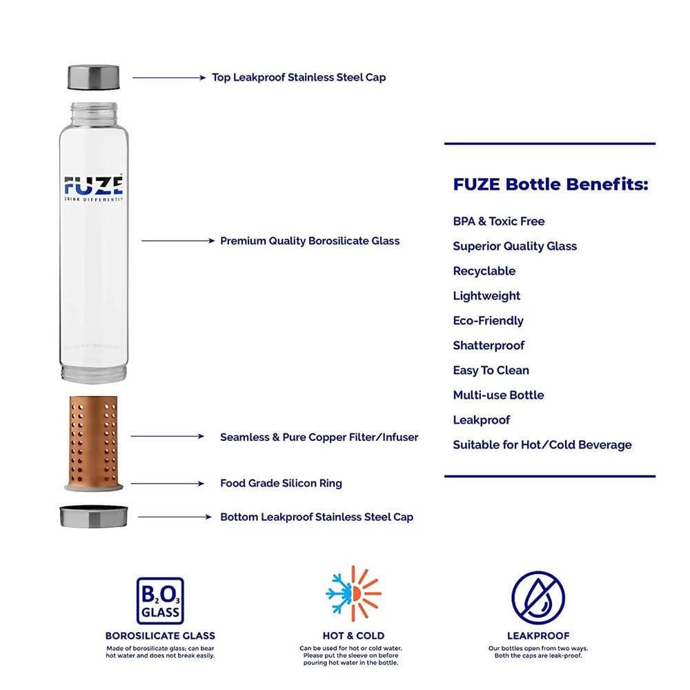 Fuze Glass Bottle With Pure Copper Filter  Grab2Buy Fuze Grab2Buy