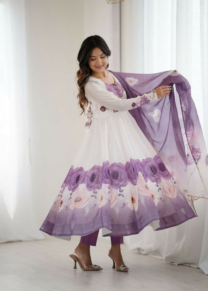 Joban Fashion Onion Pink Kurta Set Organza Sequin Embroidery Work 