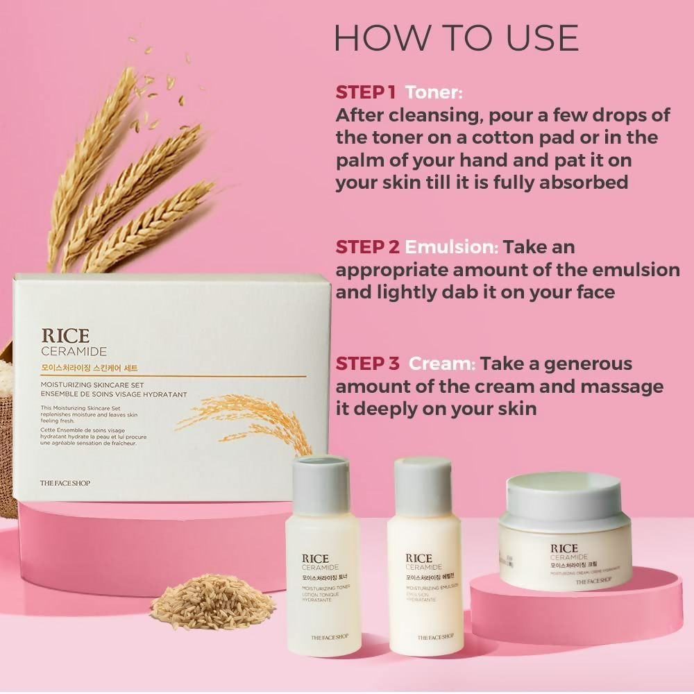The Face Shop Rice & Ceramide Moisturizing Skincare Set Kit  Grab2Buy The Face Shop Grab2Buy