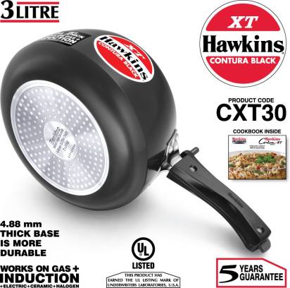 Hawkins Contura Hard Anodized Black XT 3 L Pressure Cooker (CXT30) - Grab2buy