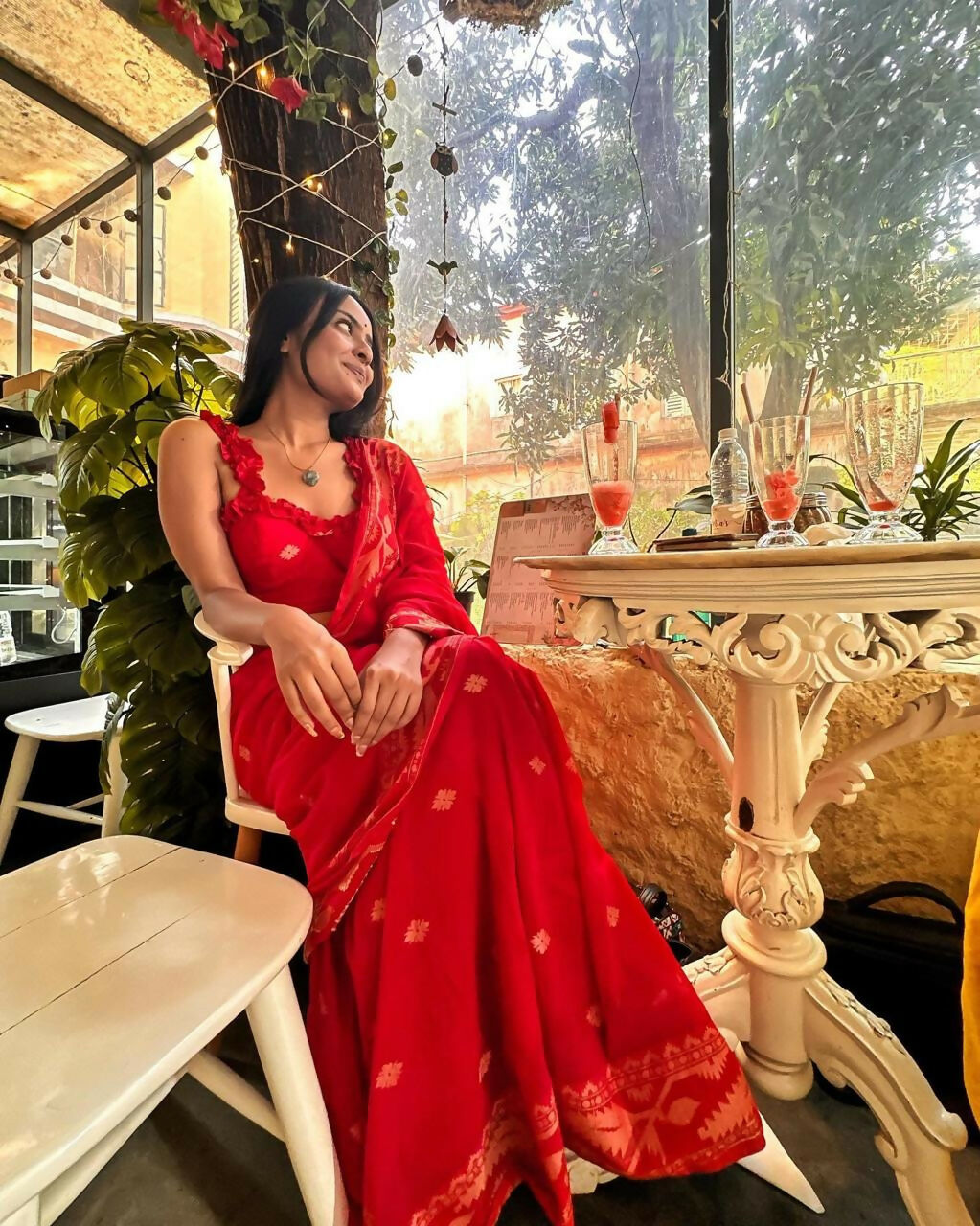 Exclusive Collection Beautiful Red Pure Cotton Woven Handloom Grab2Buy With Running Blouse Piece 