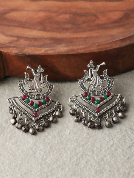Mominos Fashion Johar Kamal Silver Barrat Ghungroo Earrings