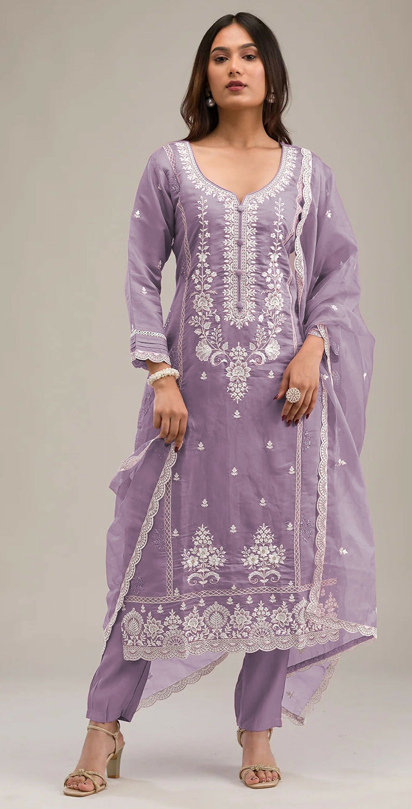 Anaita Light-lavender Embroidered Silk Stitched Salwar Suit