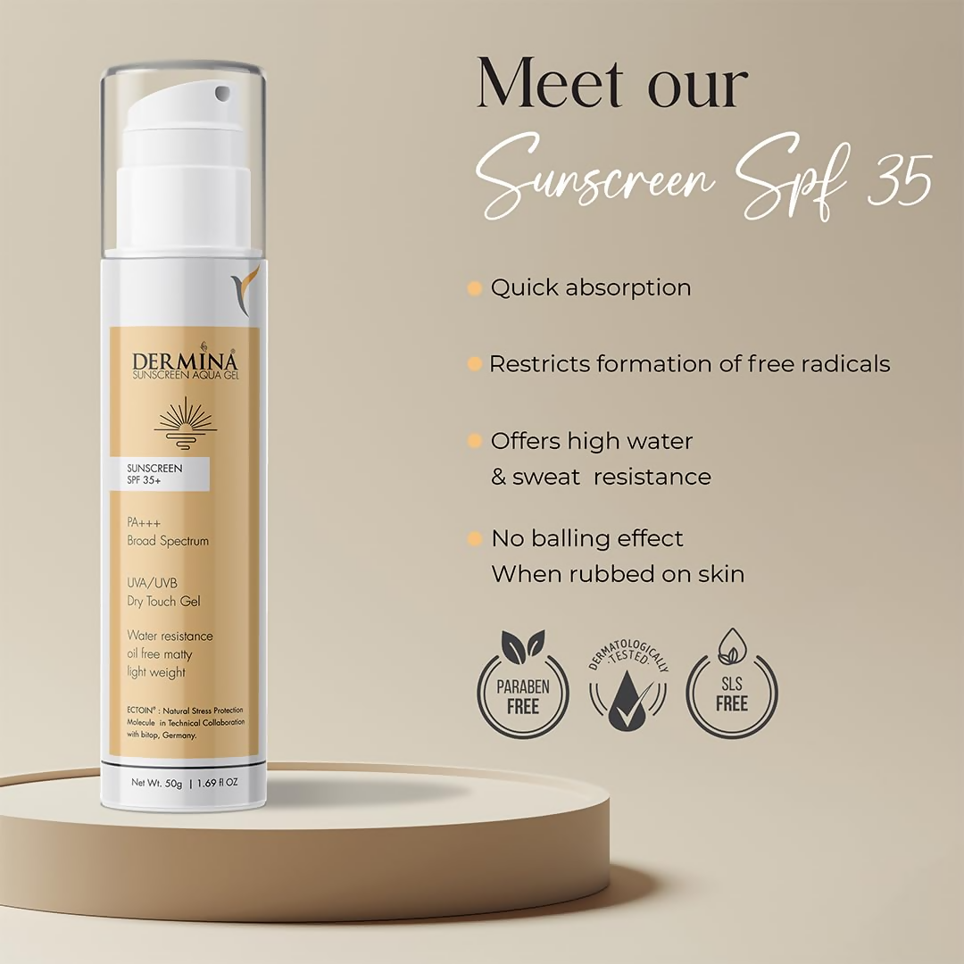DERMINA Sunscreen Aqua Gel SPF 35+ PA+++ Broad Spectrum 