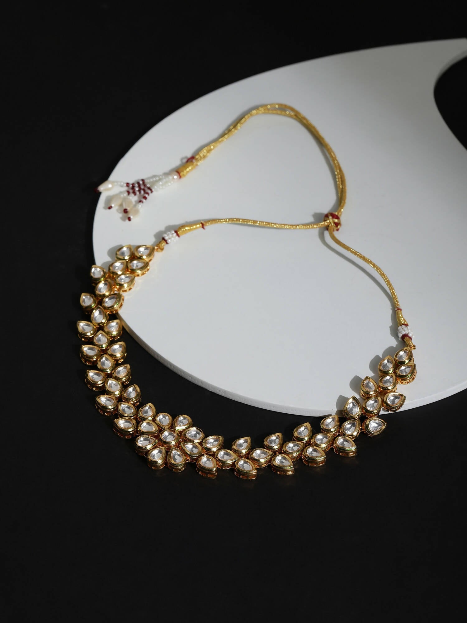 White Brass Gold-Polished Necklace - Ruby Raang | Swadesiicart