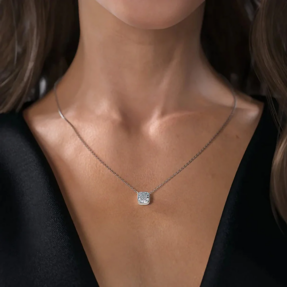 Cauer Elegant 14K White Gold Plated Moissanite Pendant Necklace  Grab2Buy Cauer Grab2Buy