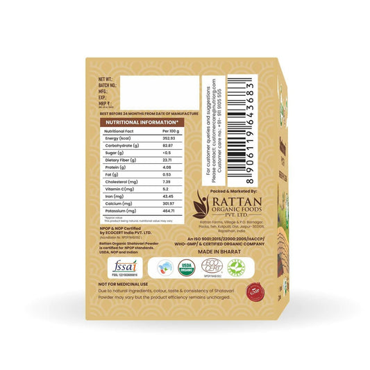 Nutriorg Certified Organic Shatavari Powder 