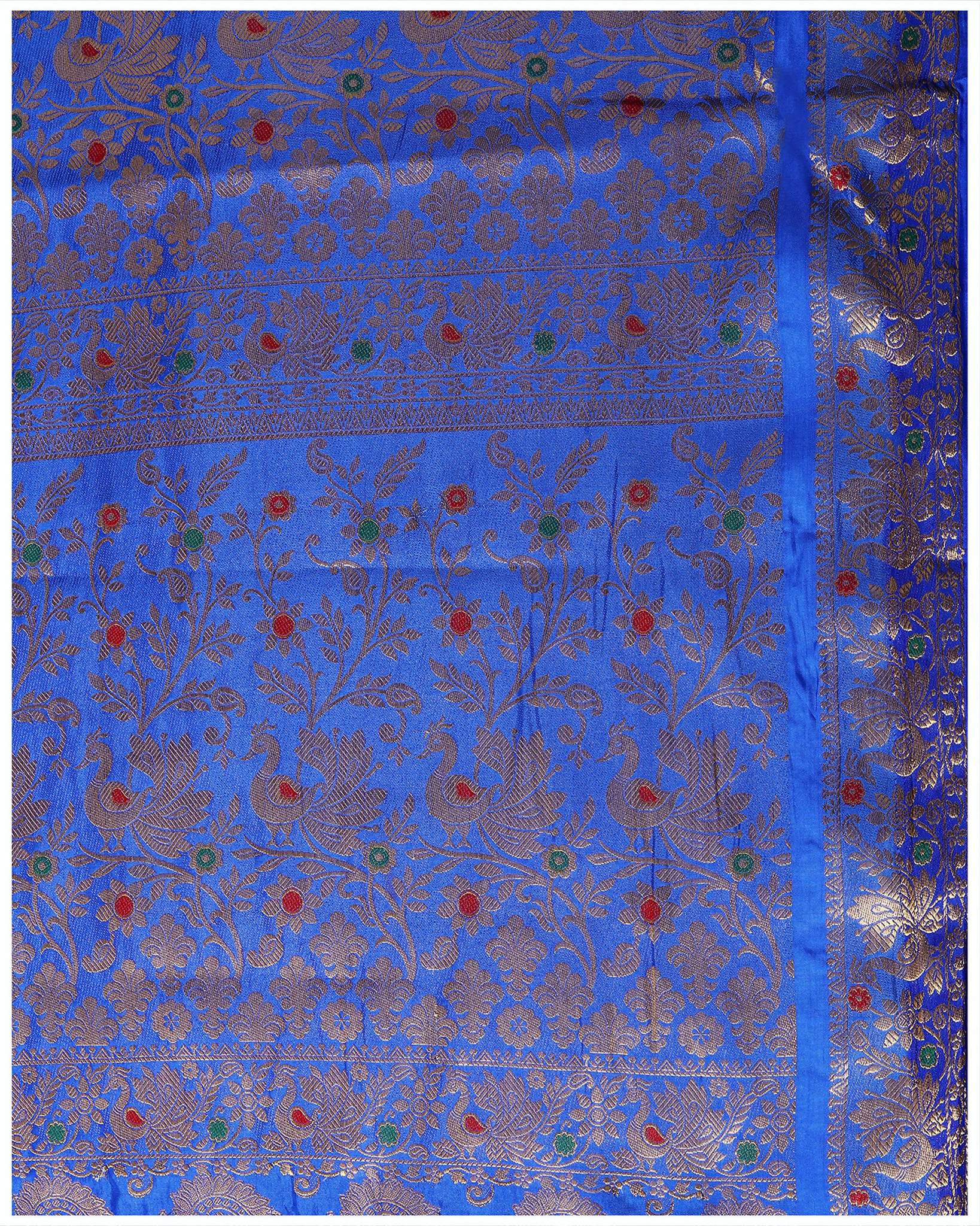 Mimosa Women's Blue Art Silk Kanjivaram Saree