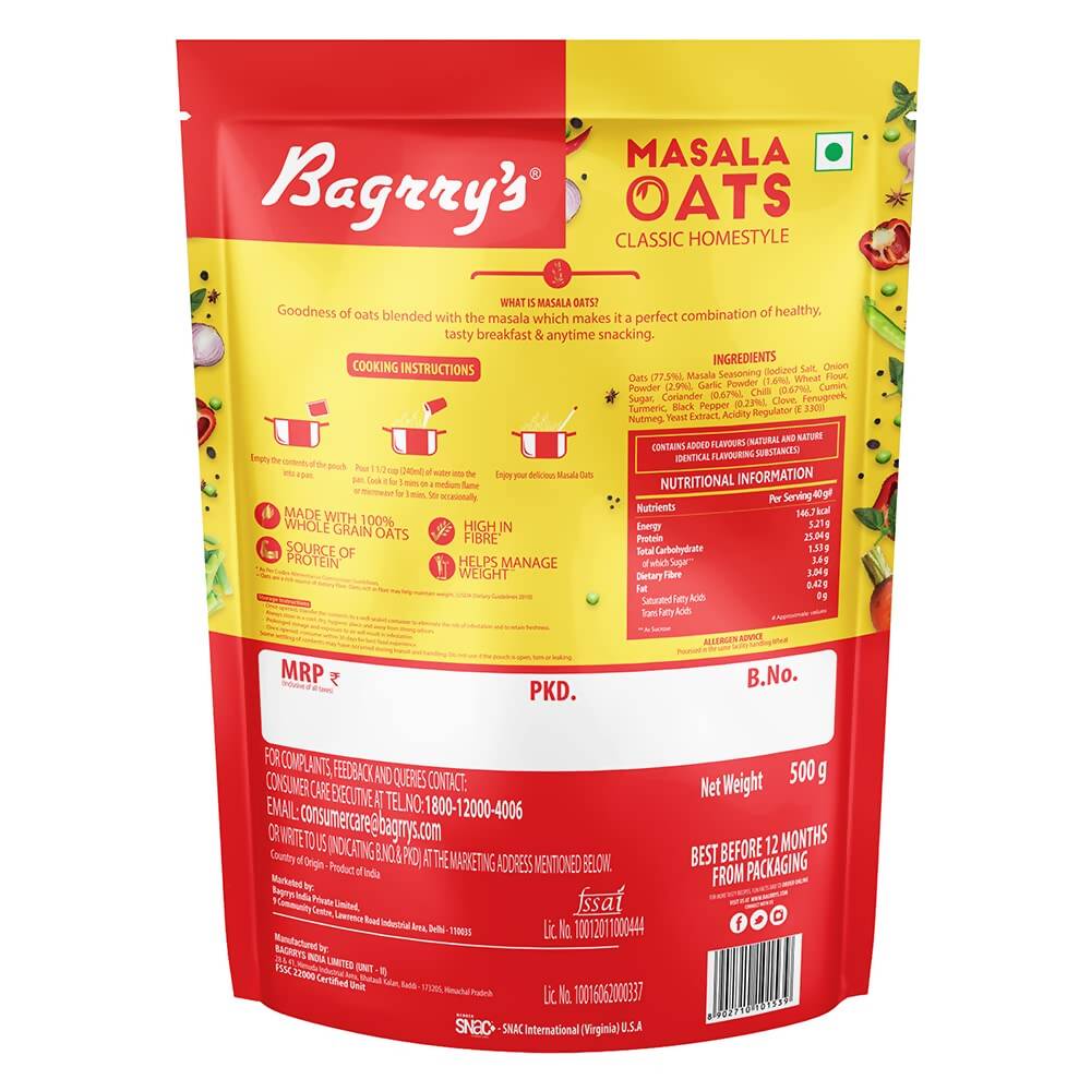 Bagrry's Masala Oats Classic Homestyle - Grab2buy