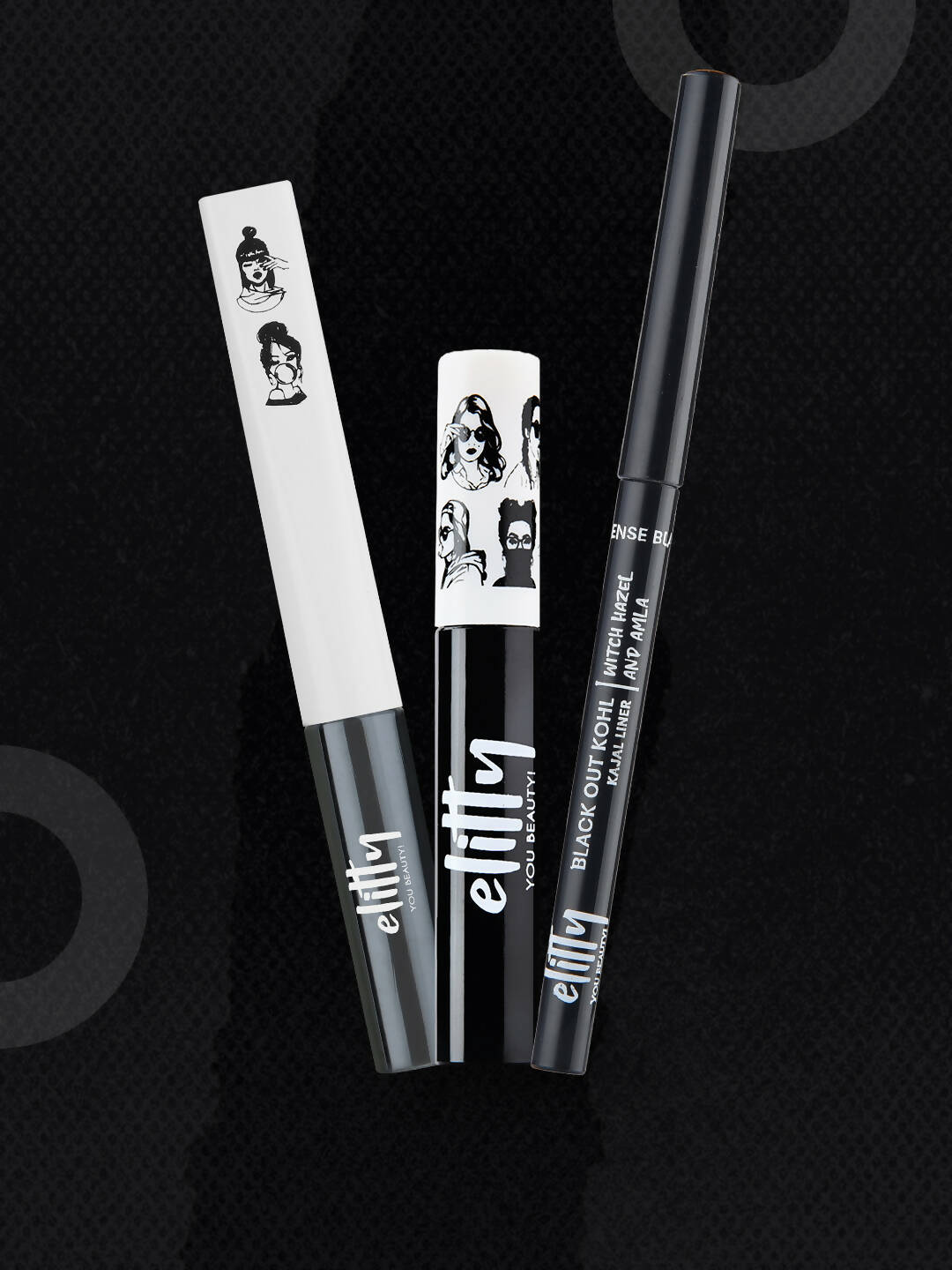 Elitty Eye Gotta Feeling Ultimate Black 3 in 1 Eyeliner, Kajal, Mascara Combo - Grab2buy