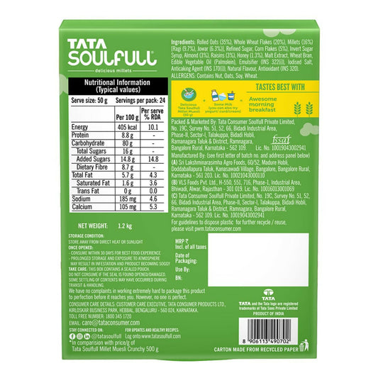 Tata Soulfull Millet Muesli Crunchy Breakfast Cereals - Grab2buy