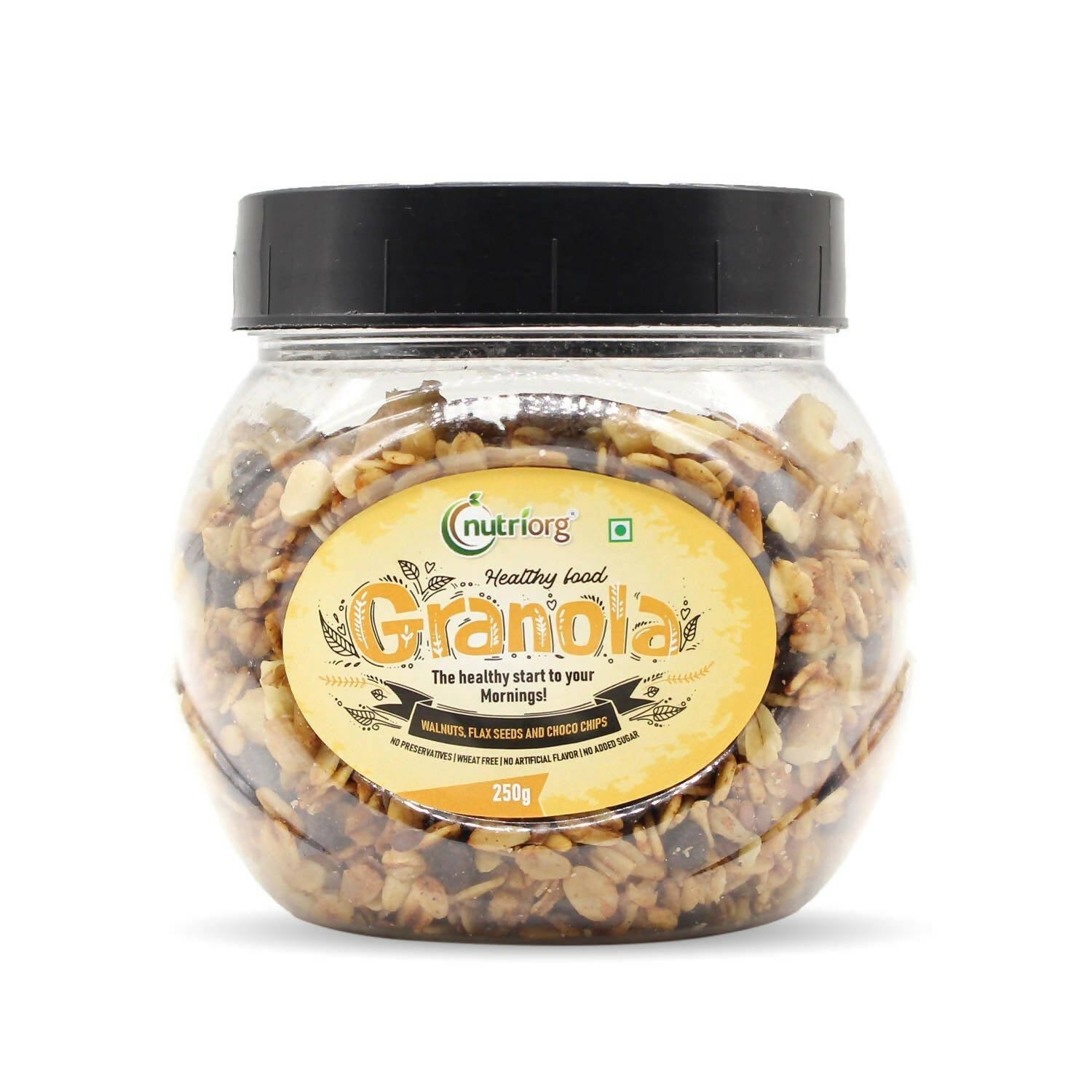 Nutriorg Crunchy Granola Walnut, Flaxseeds & Choco Chips Flavor 