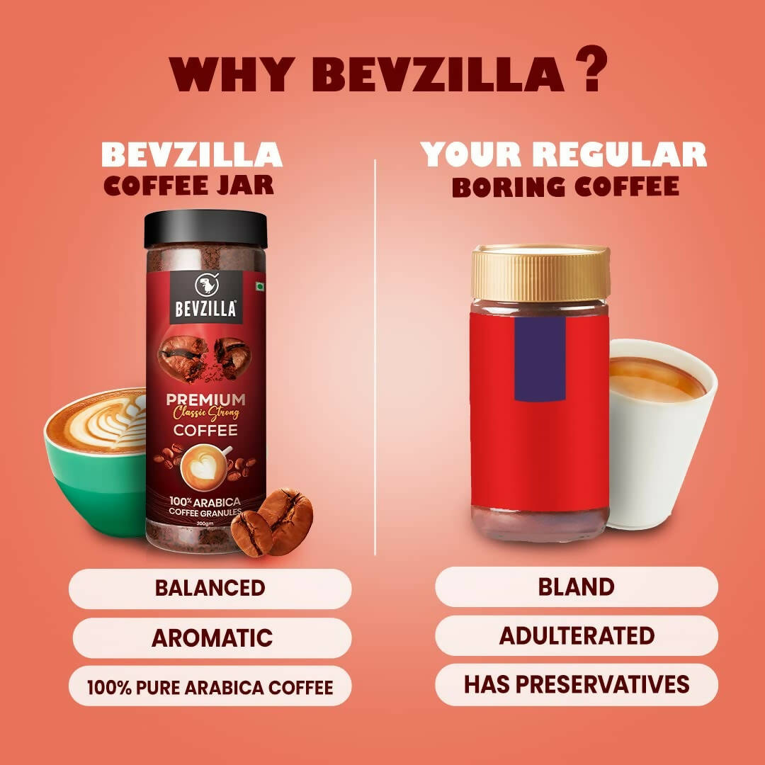 Bevzilla 100% Arabica Instant Classic Strong Coffee Powder 