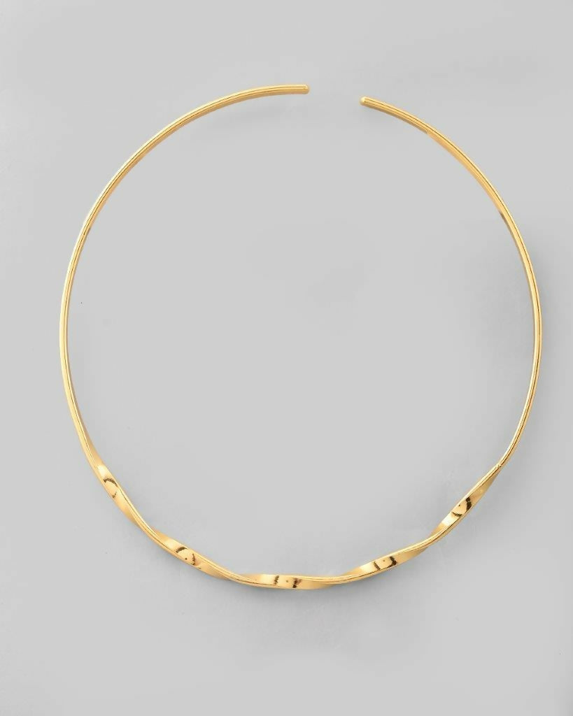 VOJ Gold-Polished Twisted Hasli Necklace 