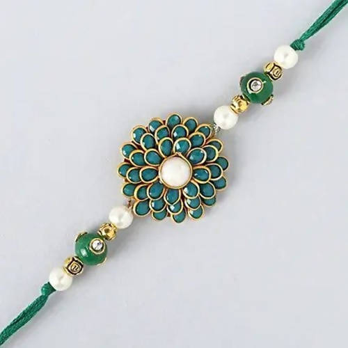 Premium Beads Rakhi & Box of Choco Swiss