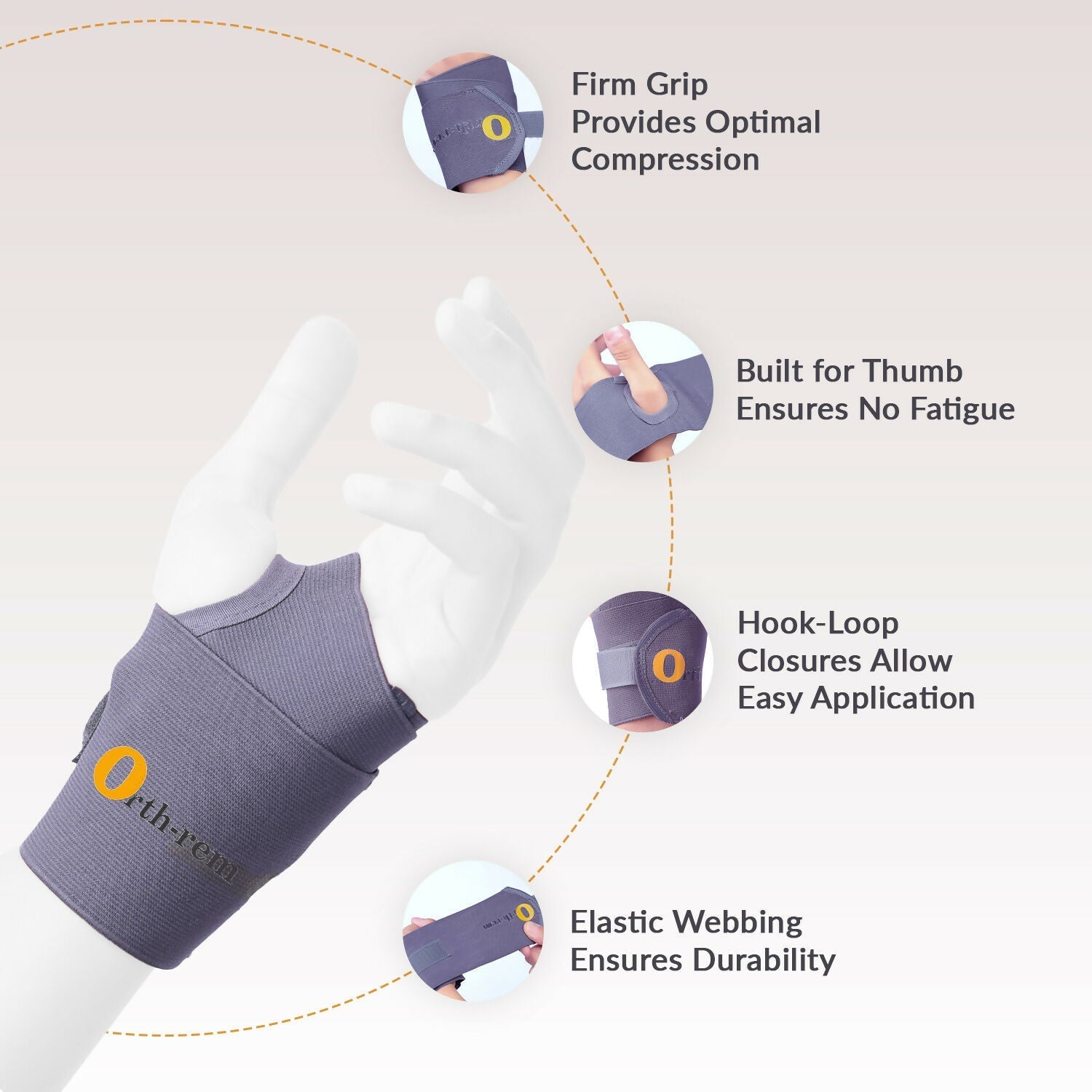 Orth-rem Wrist Support Brace with Thumb Loop Strap 