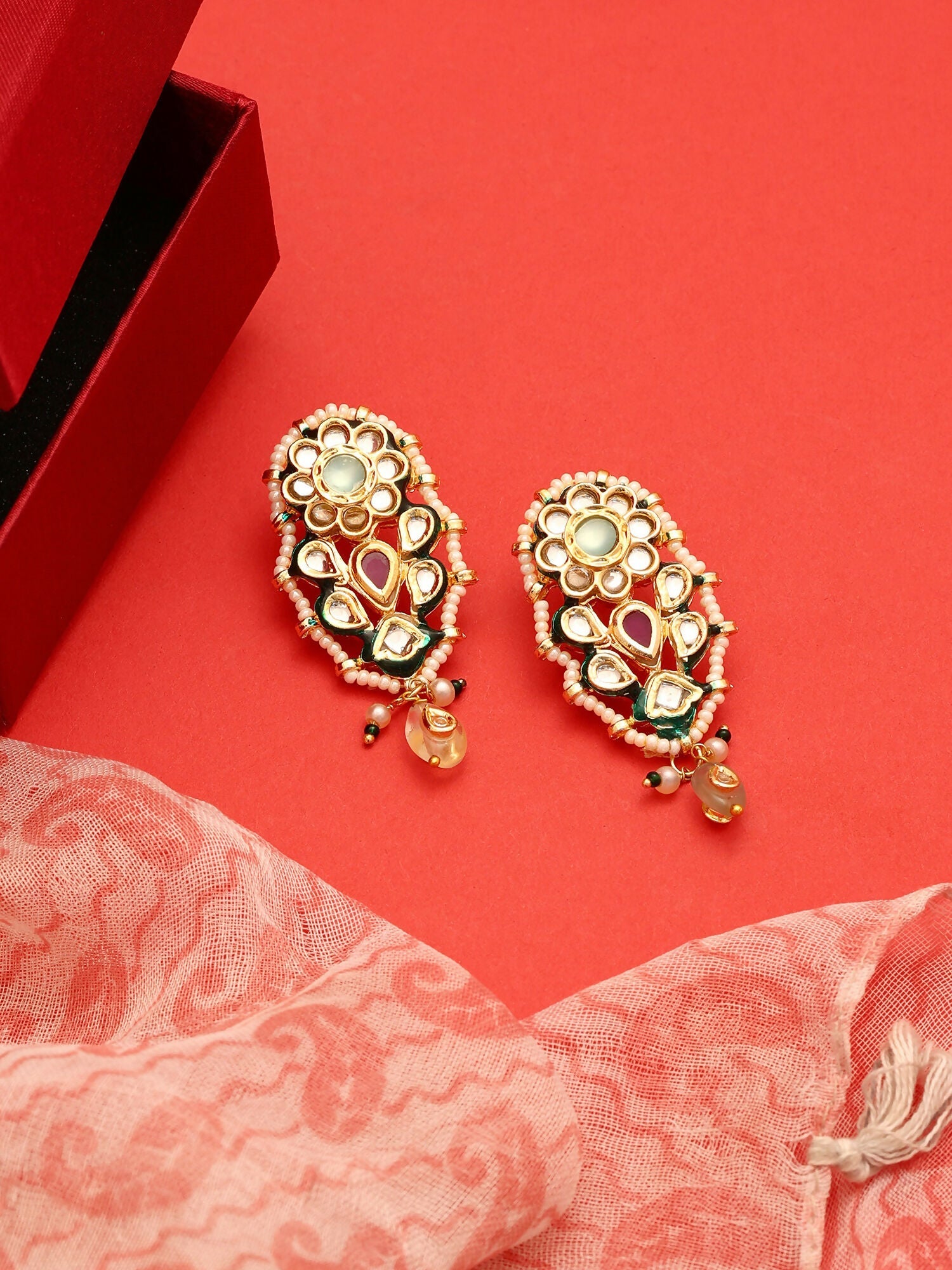 Ruby Raang Chand Earrings