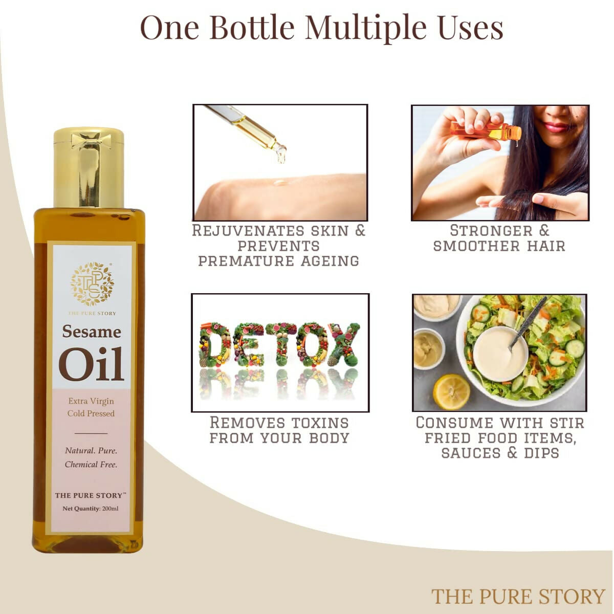 The Pure Story Natural Cold Pressed Oil for Hair & Skin with Seasame  Grab2Buy The Pure Story Grab2Buy
