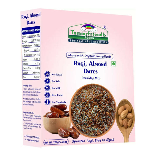 TummyFriendly Foods Organic Sprouted Ragi Almonds Dates Porridge Mix  Grab2Buy TummyFriendly Foods Grab2Buy