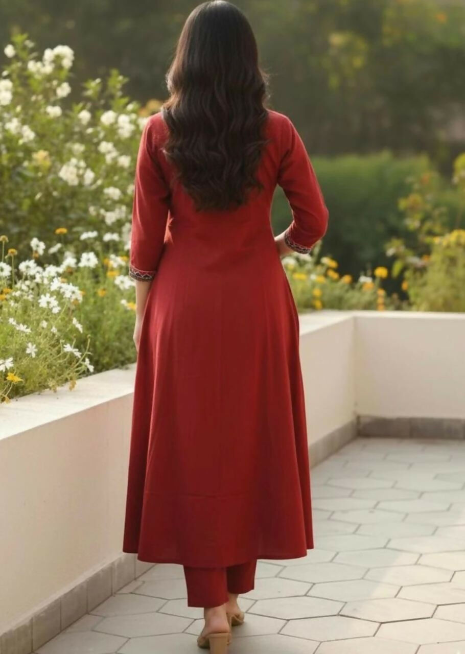 Miravan Womens Brown Straight Kurta Set