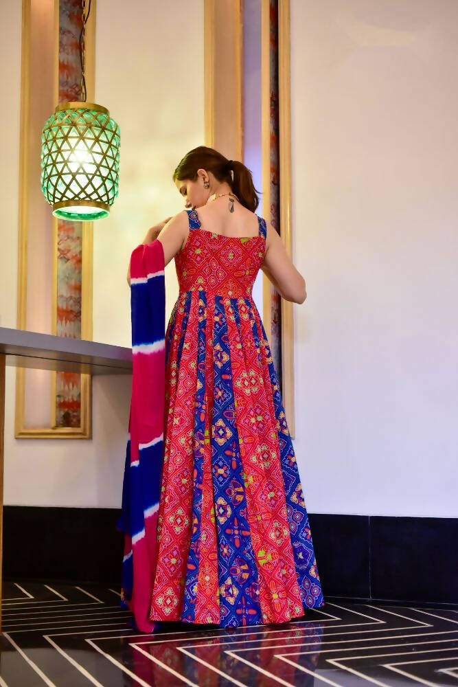 Partywear Designer Green Yellow Pure Maslin Gown - Anbazaar - Grab2buy
