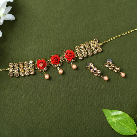Mominos Fashion Johar Kamal Gold-Plated Brass Finish Stone/Pearls Choker For Women (Golden) - Grab2buy