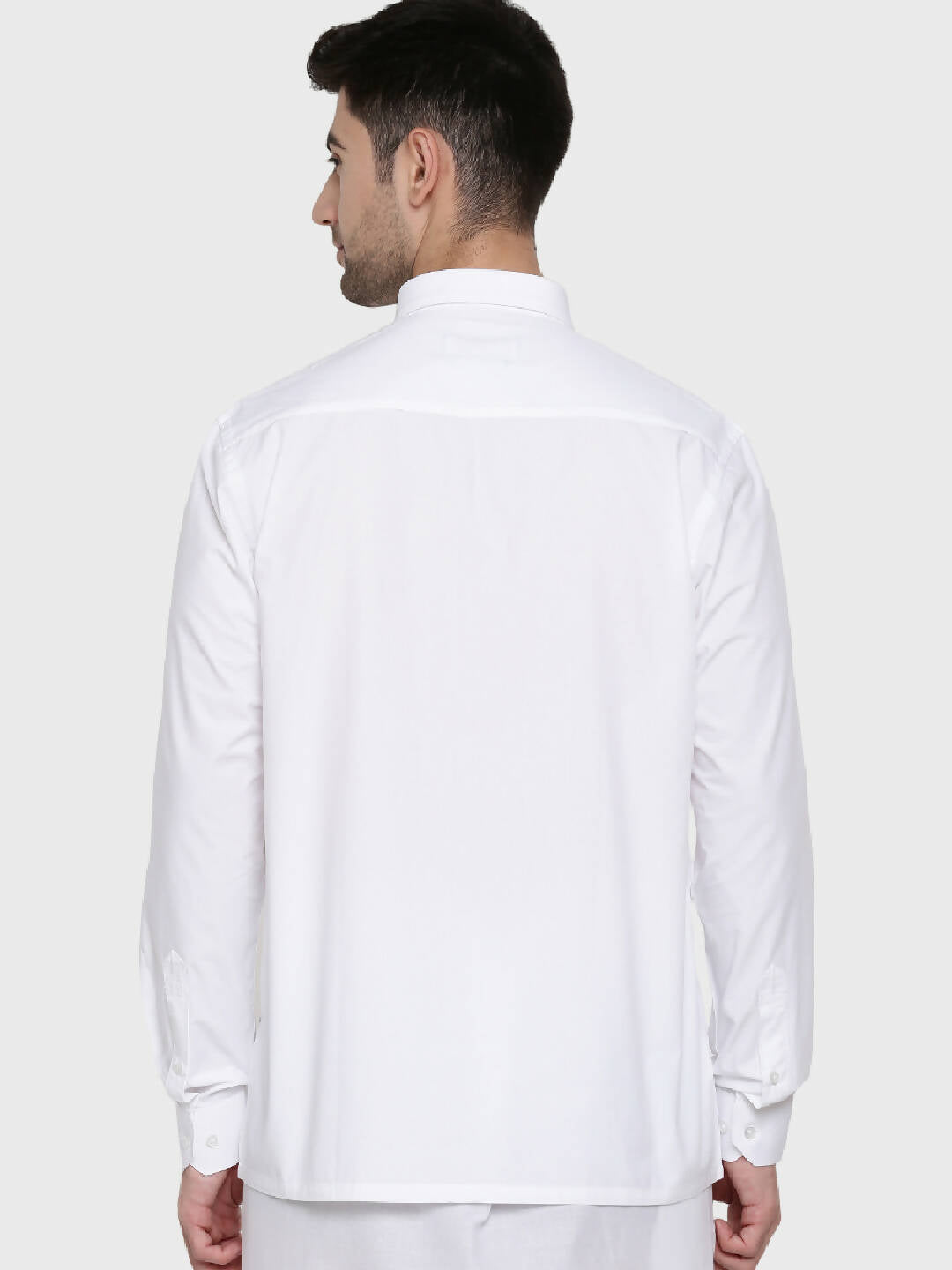 Ramraj Cotton Mens Full Sleeve Formal Poly Cotton White Shirt 