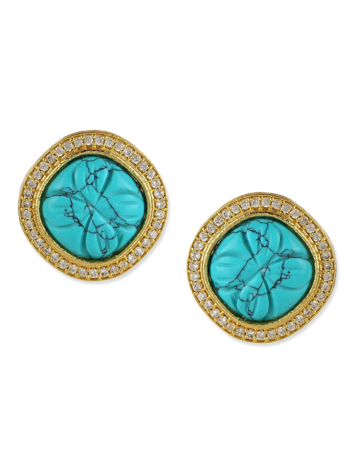 Blue Gold Plated Handcrafted Studs Earrings - Ruby Raang - Grab2buy