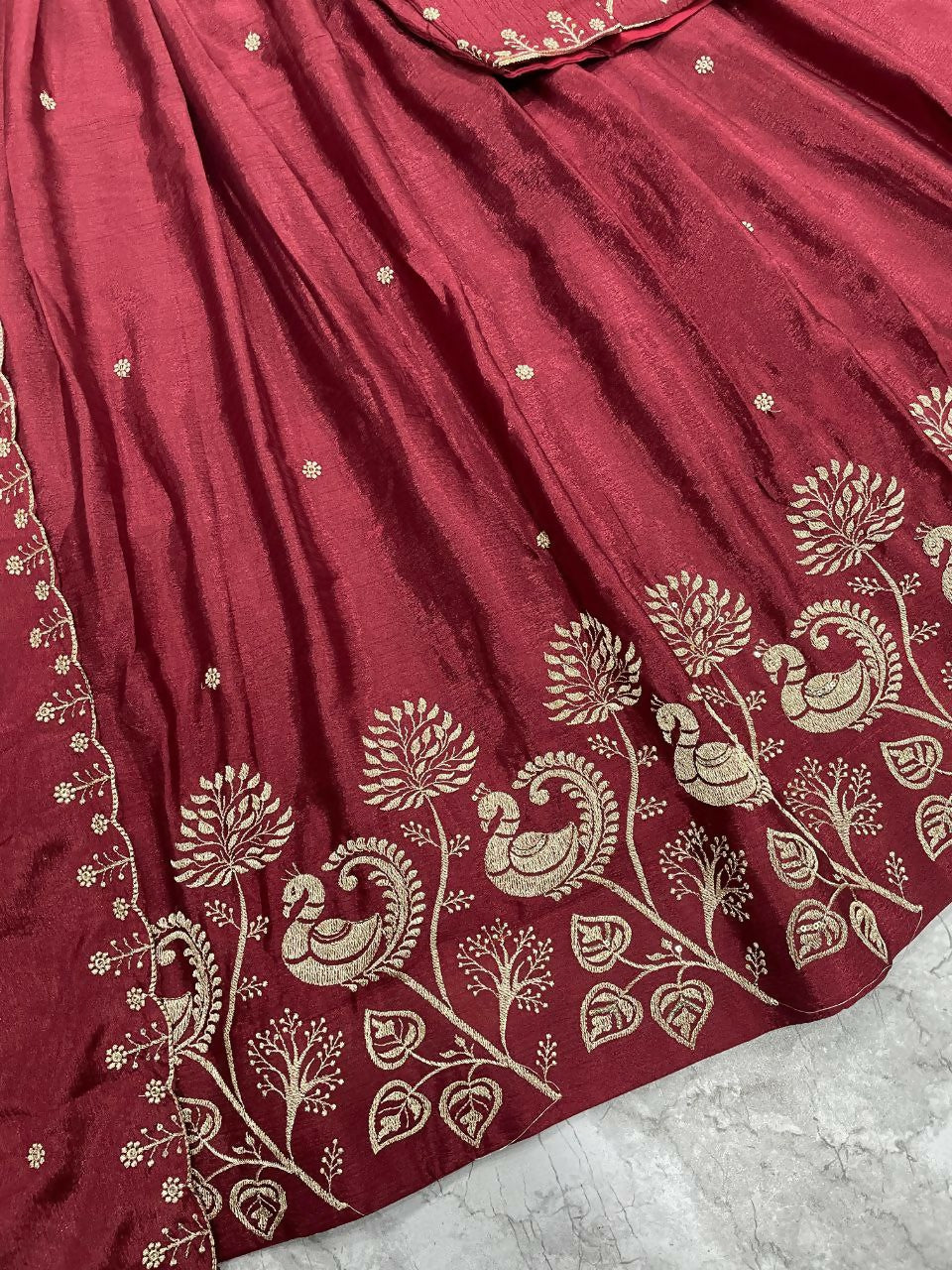 Teeya Creation New Womens Beautiful Fully Stitched Designer Lehenga Choli With Embroidered Dupatta - Maroon