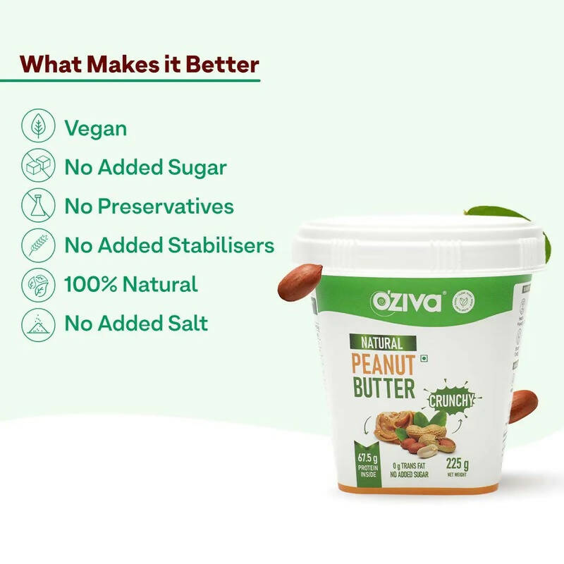 OZiva Natural Peanut Butter-Crunchy 
