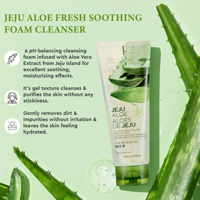 The Face Shop Jeju Aloe Fresh Soothing Foam Cleanser  Grab2Buy The Face Shop Grab2Buy