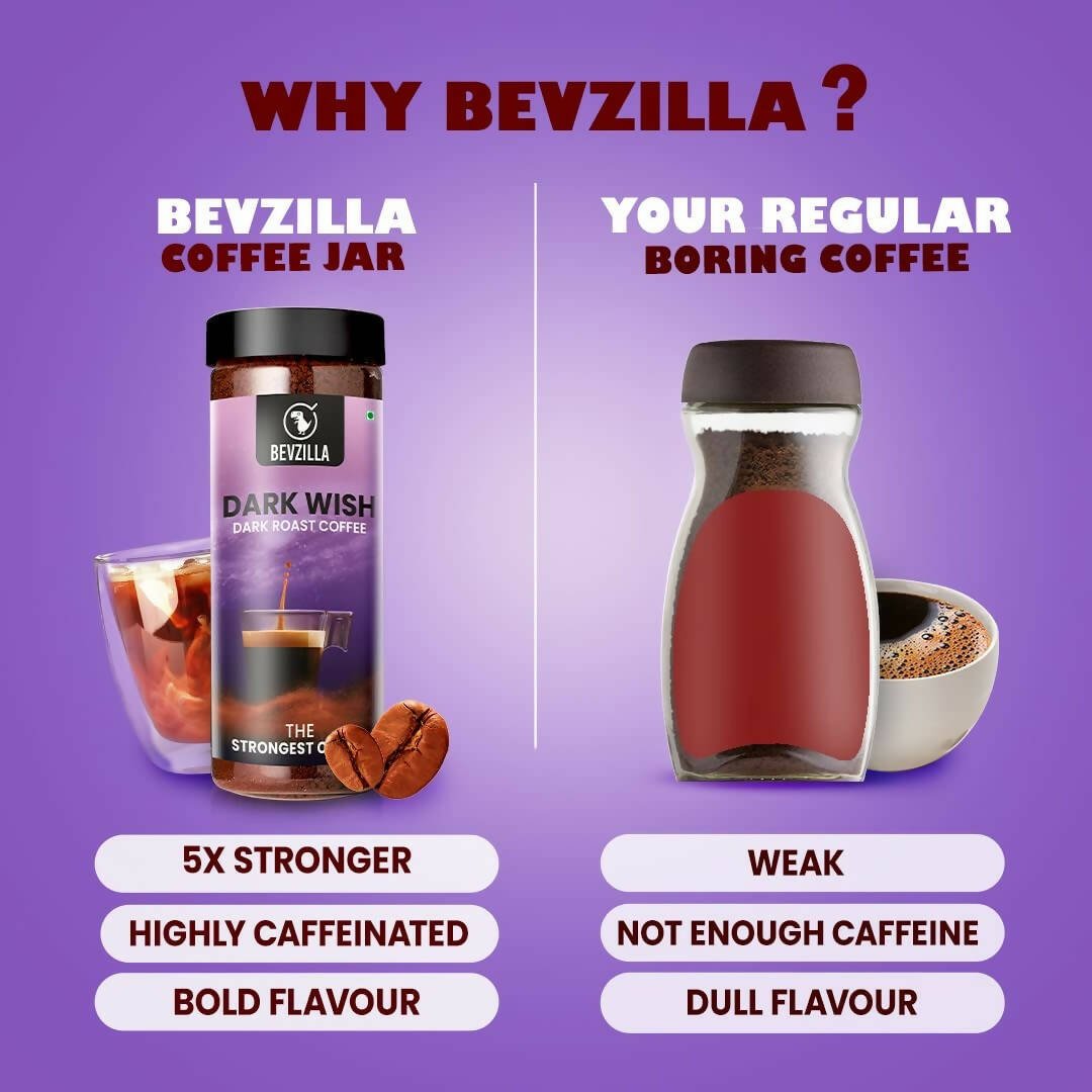 Bevzilla Classic Black Roast Strong Coffee Powder - Dark Wish 