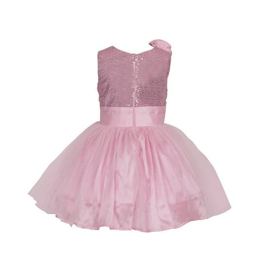 Asmaani Baby Girl's Pink Color Satin Knee Length Frock (AS-DRESS_22030) - Grab2buy