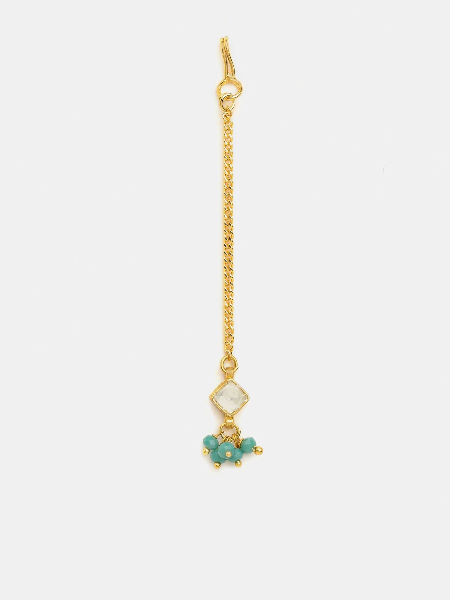 Ruby Raang Gold-White Set Of Earrings And Maang Tikka