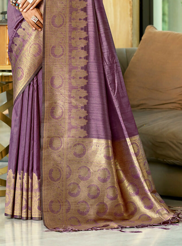 Sangam Prints Purple Assam Silk Woven Work Traditional Saree