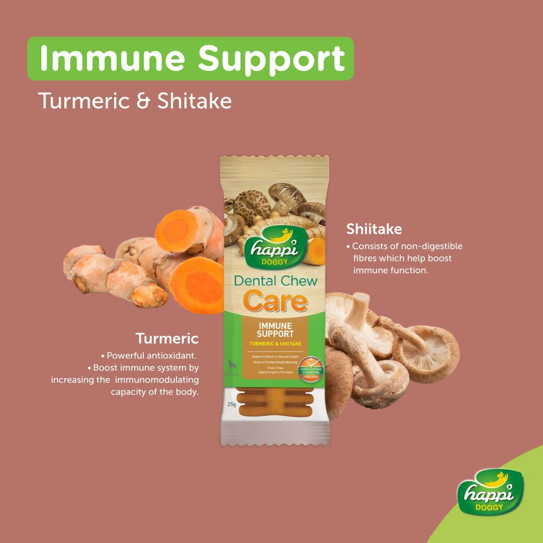Happi Doggy Dental Chew Care Immune Support Turmeric & Shiitake - Grab2buy