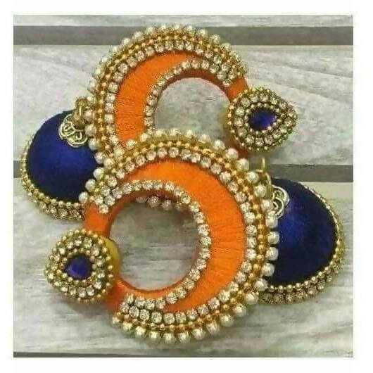 Orange and Blue Color with White Stones Earrings - Grab2buy