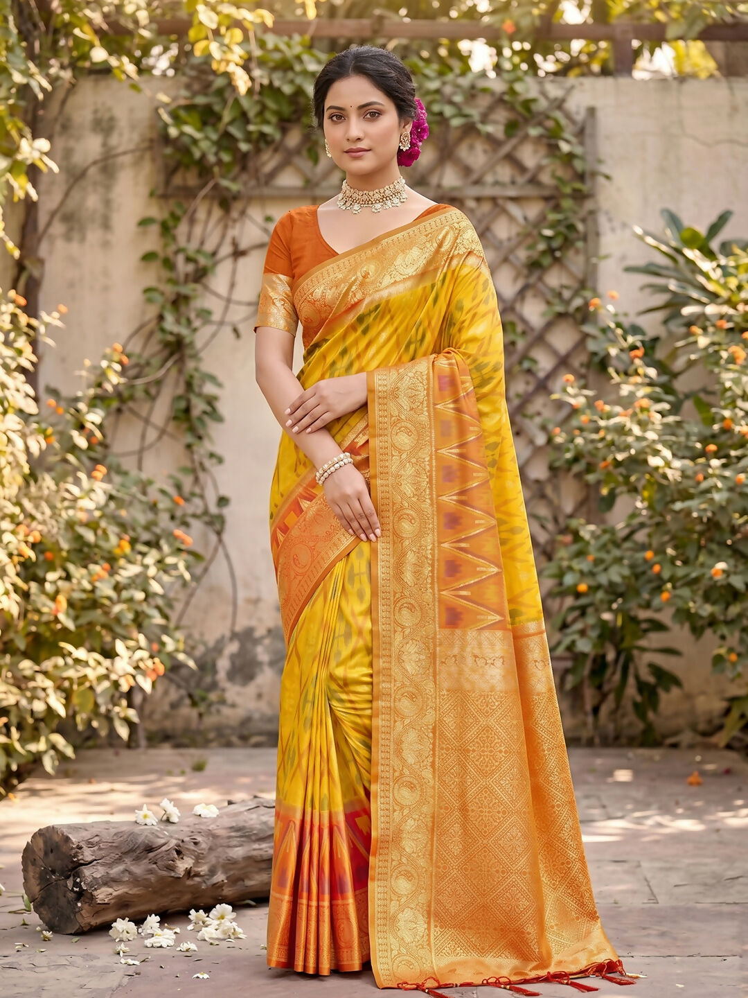 Shree Shyam Fashion Yellow Soft Silk Saree