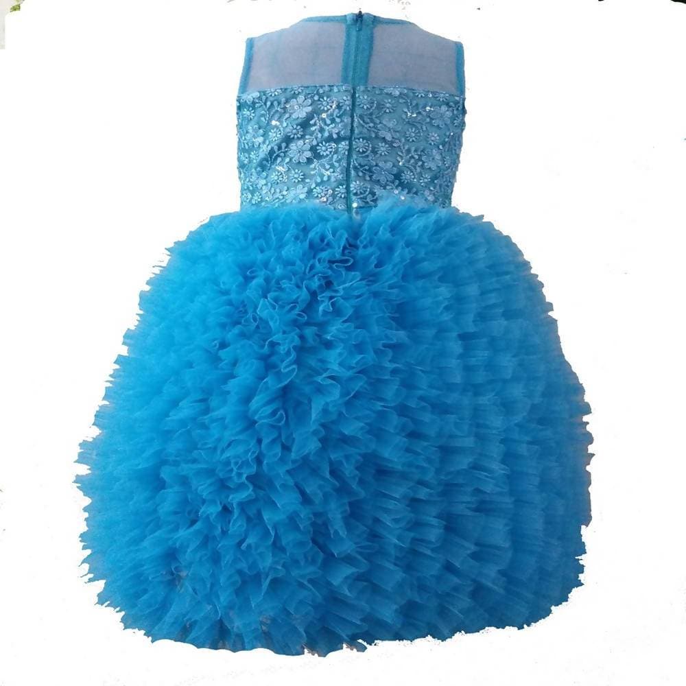 Asmaani Baby Girl's Blue Colour Satin A-Line Maxi Full Length Dress (AS-DRESS_22093) - Grab2buy
