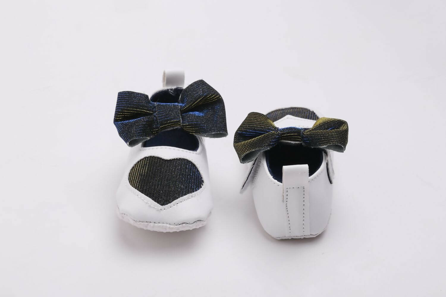 Tiny Bugs Girls Heart Bow Detailing Booties - White & Black  Grab2Buy Tiny Bugs Grab2Buy
