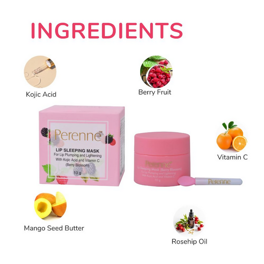 Perenne Lip Sleeping Mask With Kojic Acid & Vitamin C - Berry Blossom