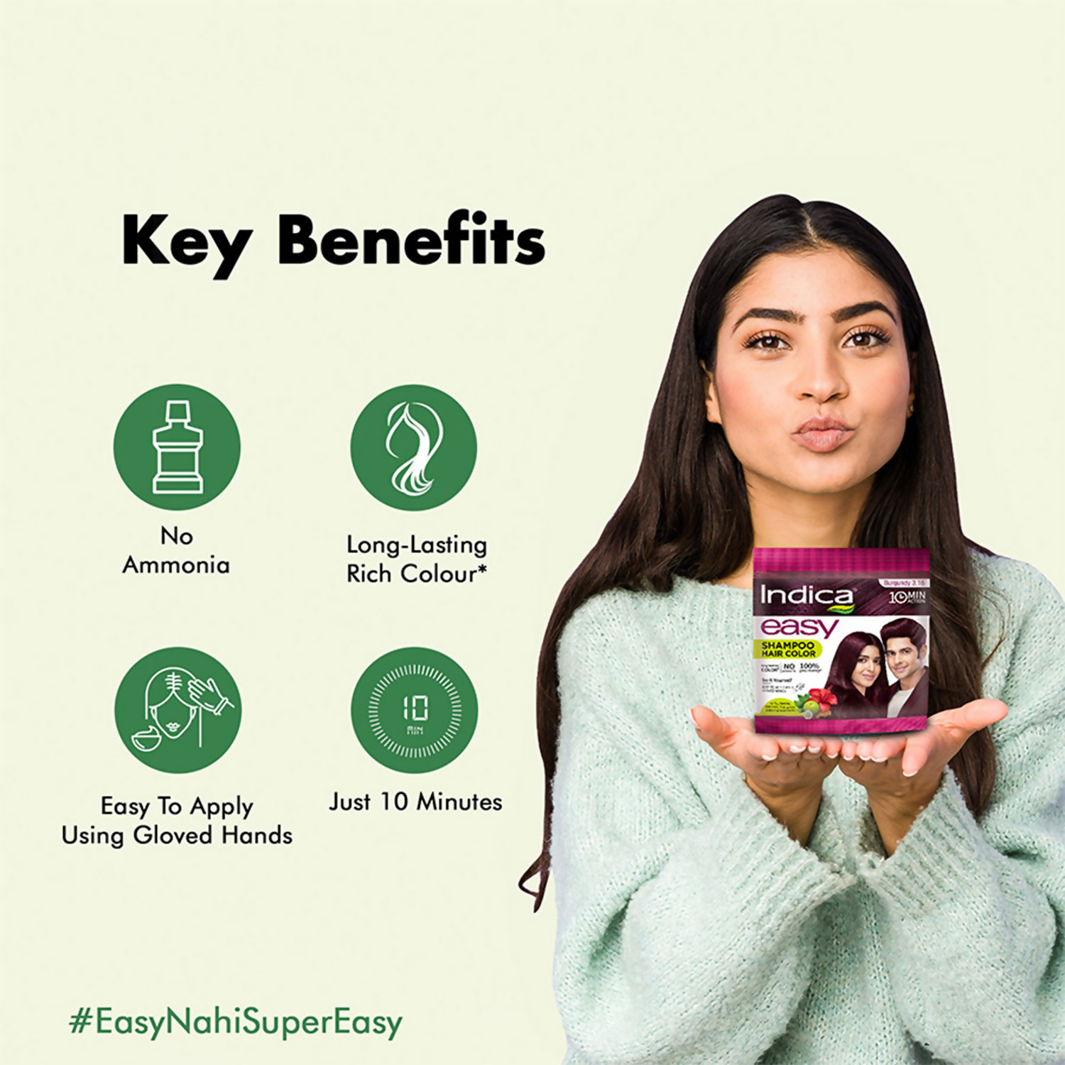 Indica Easy Hair Color Shampoo Burgundy 