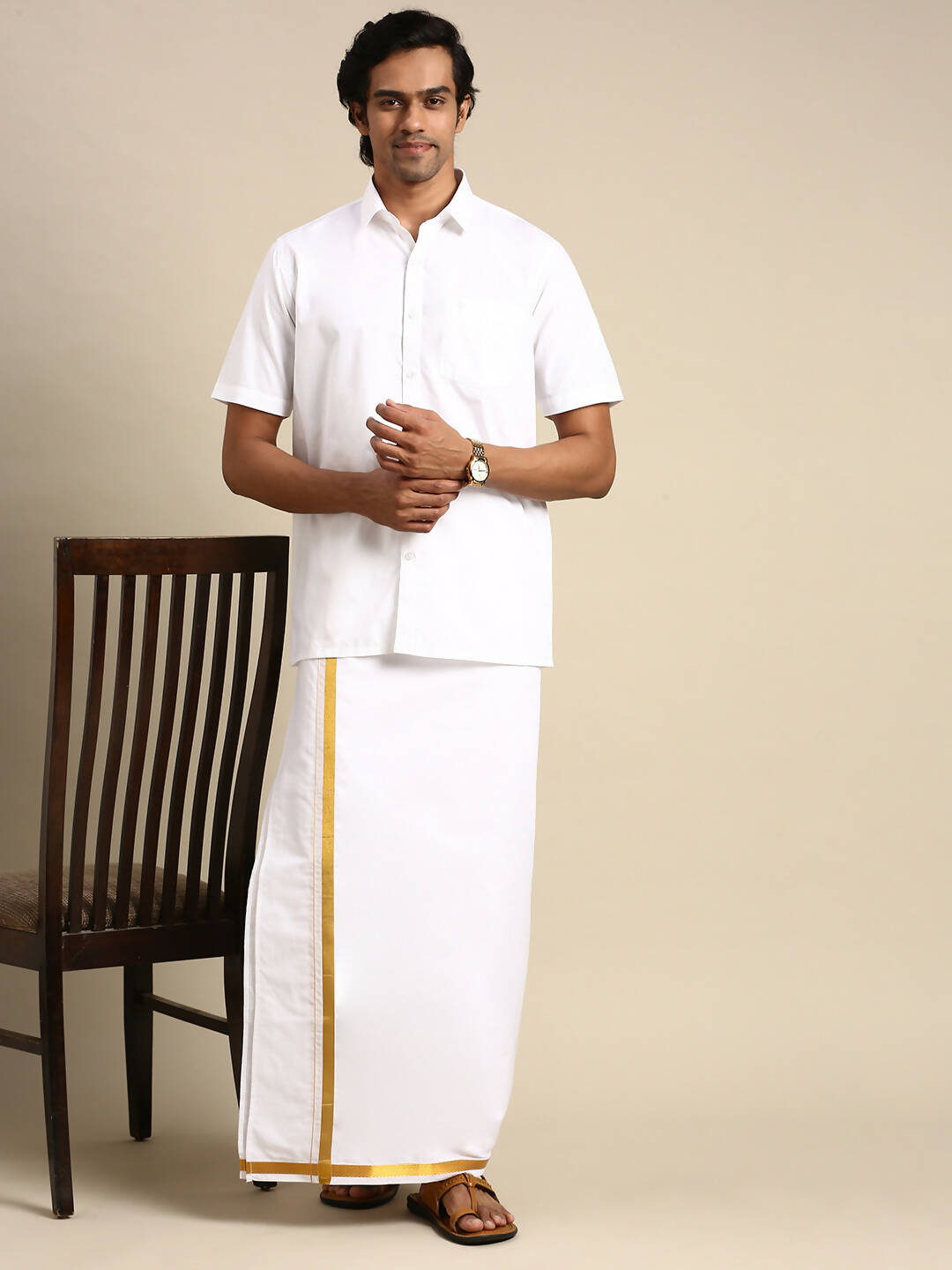 Ramraj Cotton Mens Half Sleeve White Shirt Plus Size - Pure Cotton 
