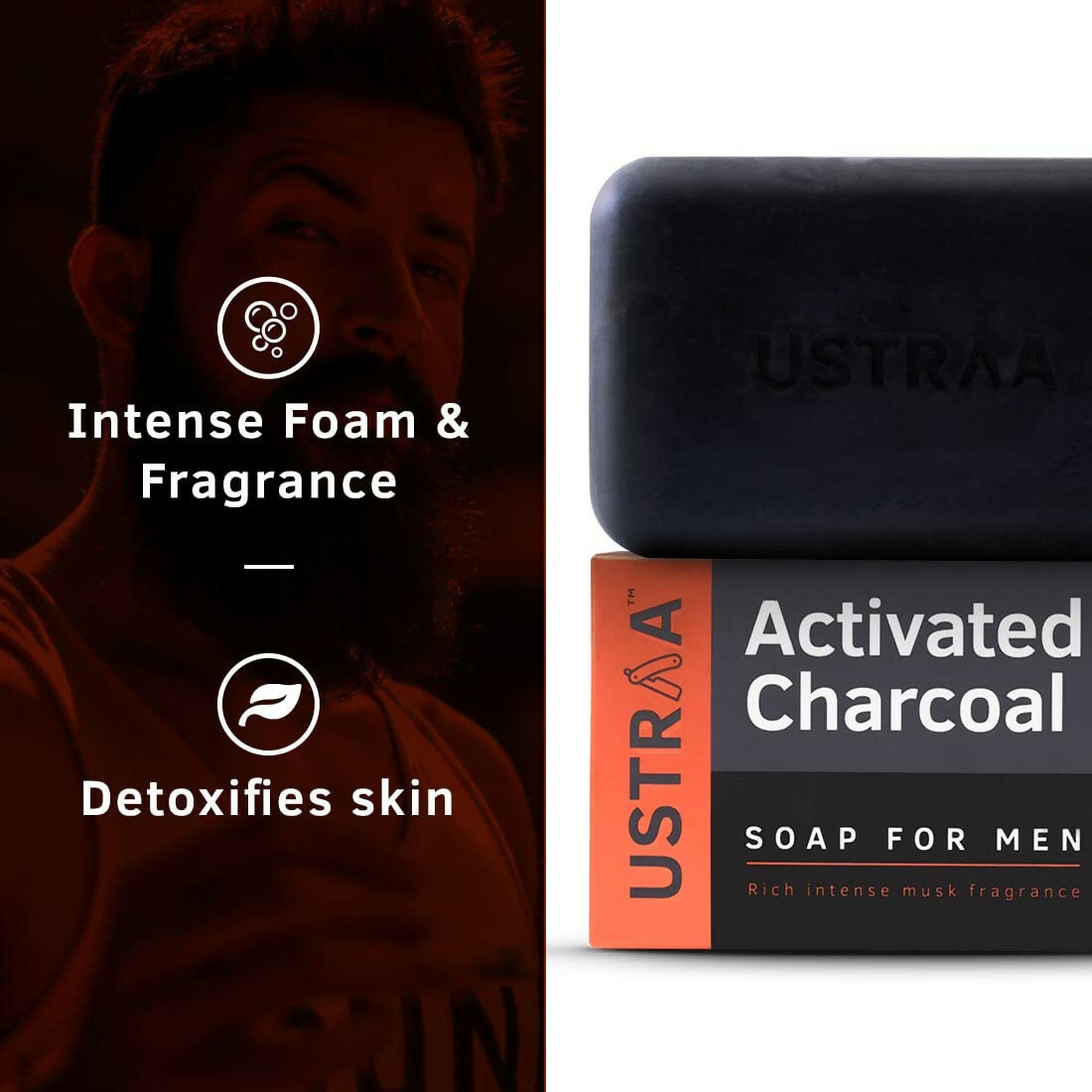 Ustraa Deo Soap For Men - Neem and Green Clay, Sea Minerals, & Activated Charcoal  Grab2Buy Ustraa Grab2Buy
