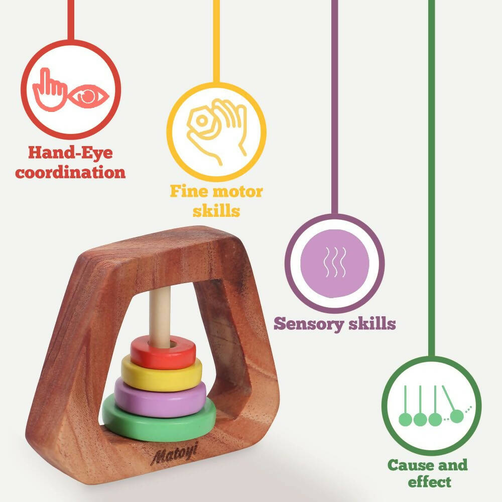 Matoyi Trapezium Wooden Baby Rattle - Grab2buy