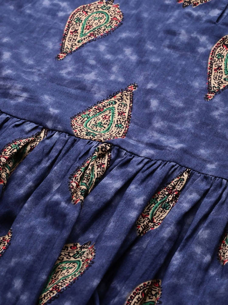 Yufta Navy Blue & Beige A-Line Top  Grab2Buy Yufta Grab2Buy