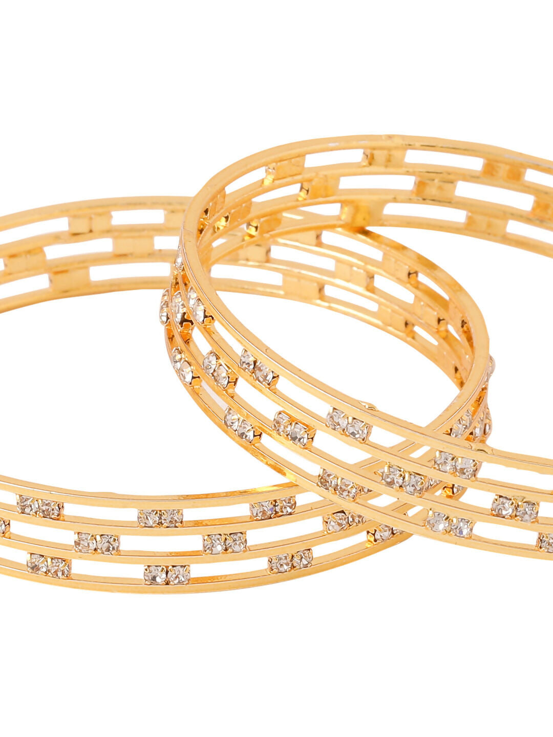 NVR Women Set of 2 Gold-Polished Traditional Bangles